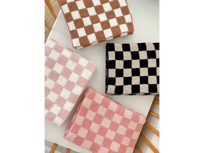 SpearmintLOVE Phufy® Bliss Checkerboard Blanket, Strawberry