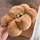 Fluffy Rex Rabbit Fur Large Hair Claw - Camel