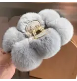 FurDecoration Fluffy Rex Rabbit Fur Large Hair Claw - Gray