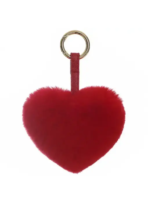 Heart-Shaped Key Chain Bag Accessory - Jujube Red