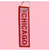 Unexpected Flair Chicago Embroidered Keychain - Red