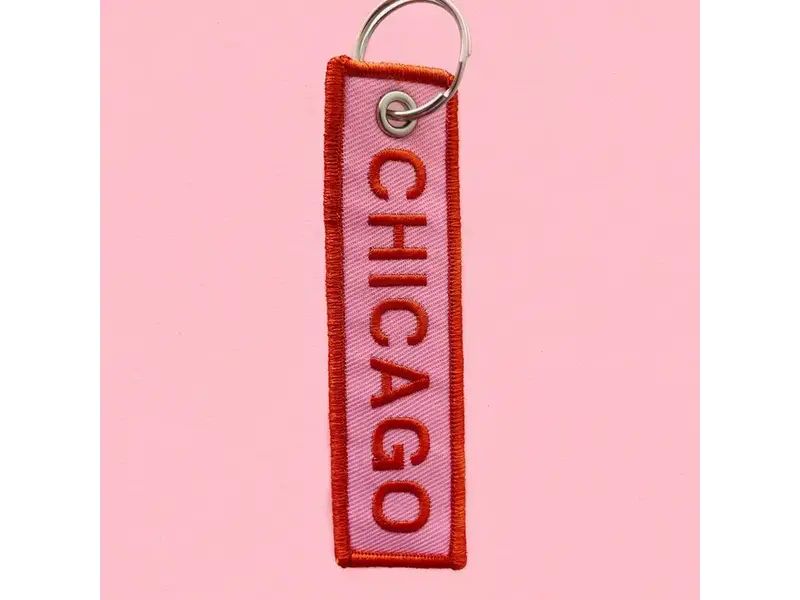 Unexpected Flair Chicago Embroidered Keychain - Red