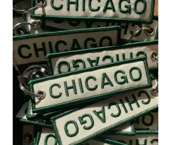 Chicago Embroidered Keychain - Green