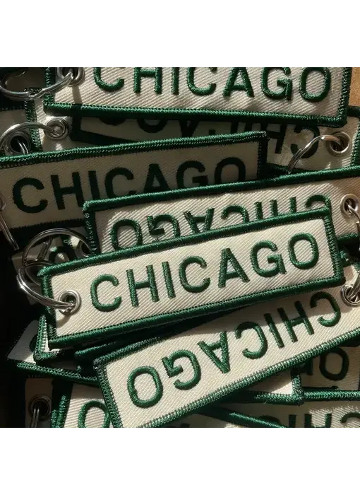 Chicago Embroidered Keychain - Green