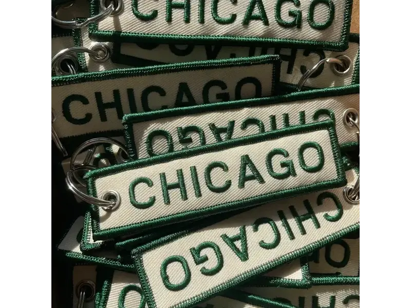 Unexpected Flair Chicago Embroidered Keychain - Green
