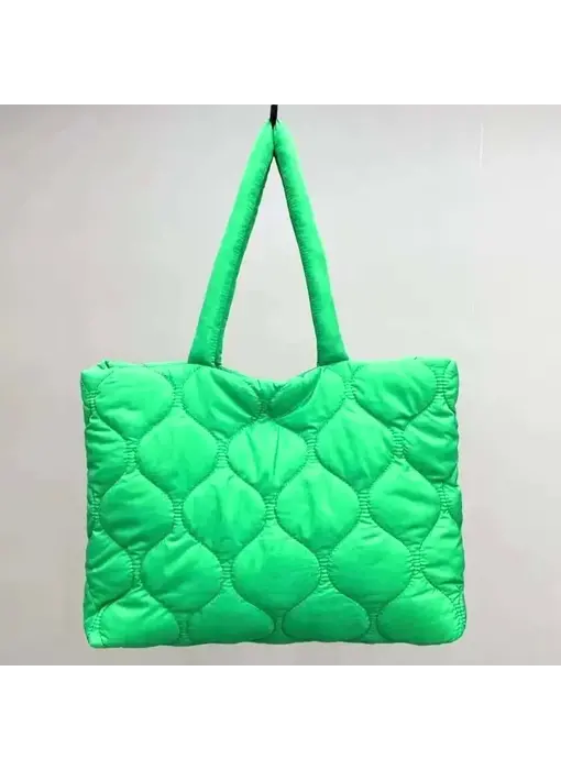 Quilted Nylon Tote Bag - green