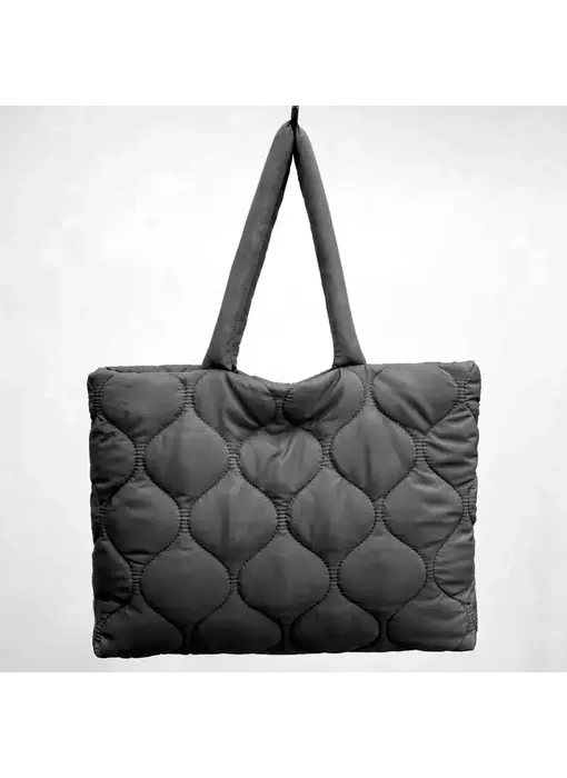 Quilted Nylon Tote Bag - black