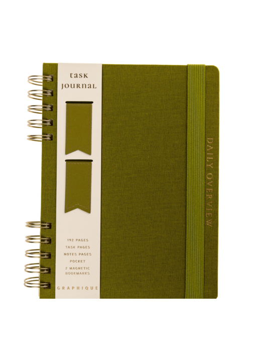 Olive Green 6 x 8 Fabric-Covered Journal with Magnetic Bookmarks