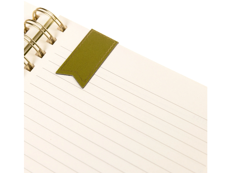 Graphique De France Olive Green 6 x 8 Fabric-Covered Journal with Magnetic Bookmarks