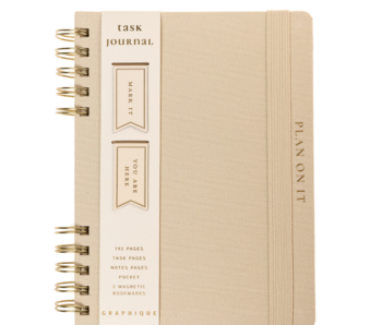 Taupe 6 x 8 Fabric-Covered Journal with Magnetic Bookmarks