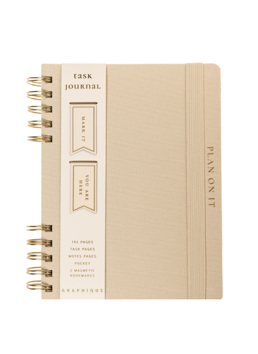 Taupe 6 x 8 Fabric-Covered Journal with Magnetic Bookmarks