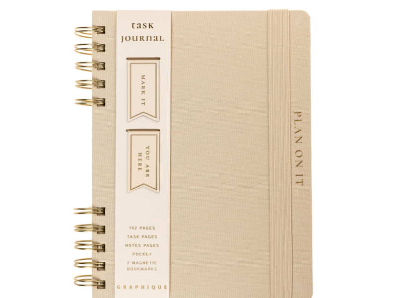 Graphique De France Taupe 6 x 8 Fabric-Covered Journal with Magnetic Bookmarks