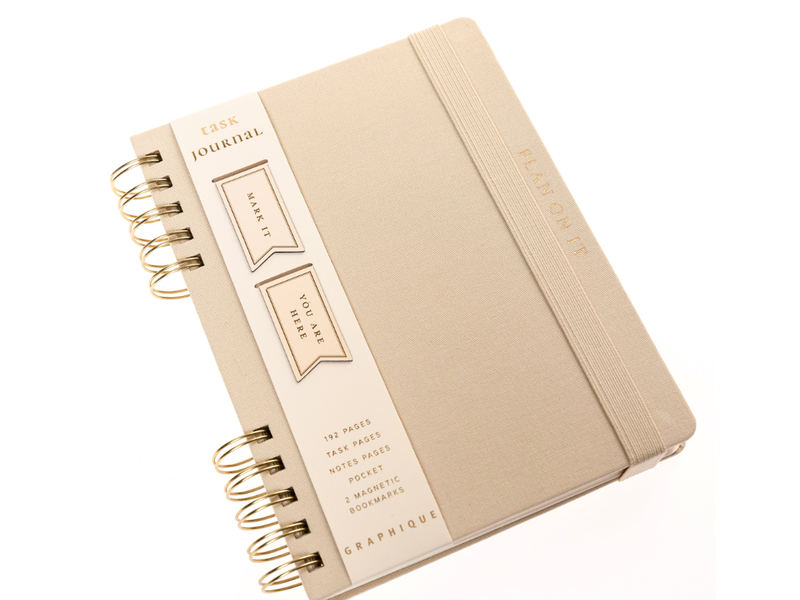 Graphique De France Taupe 6 x 8 Fabric-Covered Journal with Magnetic Bookmarks