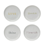Creative Co-OP Stoneware Dish w/ Debossed Word, 4 Assorted Styles (sold separately)
