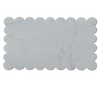 Marble Cheese/Cutting Board w/ Scalloped Edge, White