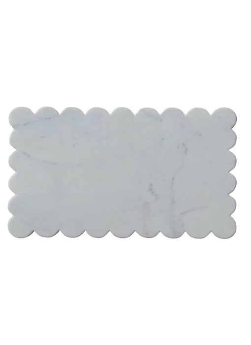 Marble Cheese/Cutting Board w/ Scalloped Edge, White