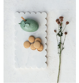 Creative Co-OP Marble Cheese/Cutting Board w/ Scalloped Edge, White