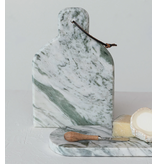 Creative Co-OP Marble Cheese/Cutting Board w/ Canape Knife, Green Melange, Set of 2