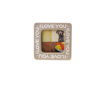 I Love You Embossed Photo Frame; Beige 3.5"x3.5"