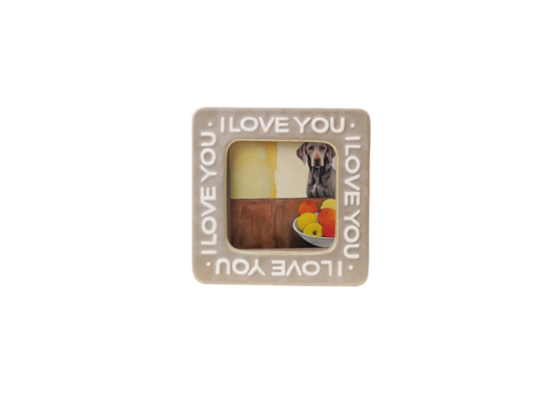 Creative Co-OP I Love You Embossed Photo Frame; Beige 3.5"x3.5"