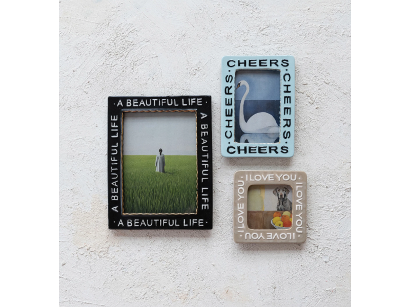 Creative Co-OP I Love You Embossed Photo Frame; Beige 3.5"x3.5"