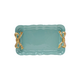 Decorative Metal Tray with Gold Finish Bows, Aqua