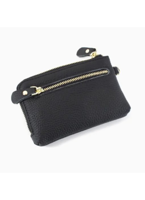 Leather Coin Purse/Wristlet - Black