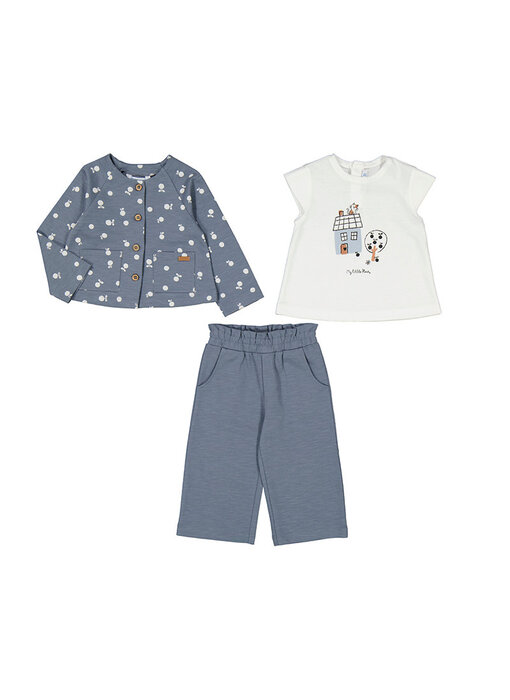 3-Piece Set with Printed Jacket Charcoal