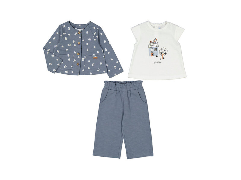 Mayoral 3-Piece Set with Printed Jacket Charcoal