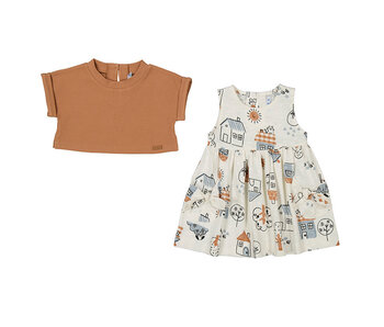 Printed Dress with Top Toffee