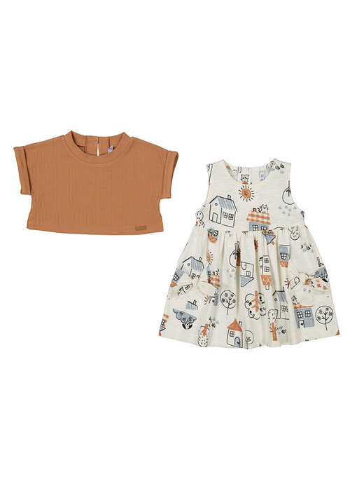 Printed Dress with Top Toffee