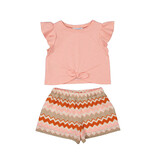 Mayoral Zigzag Print Shorts and T-Shirt Set Salmon