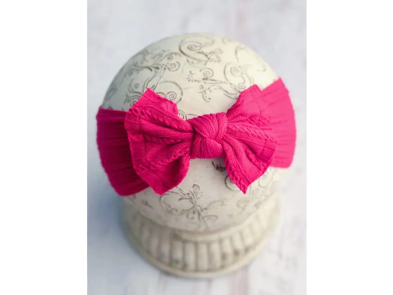 The Hair Bow Company Cable Knit Bow Headband - Hot Pink