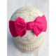 Cable Knit Bow Headband - Hot Pink