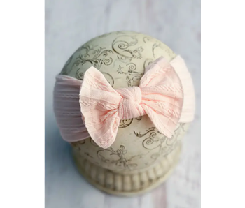 Cable Knit Bow Headband - Light Pink