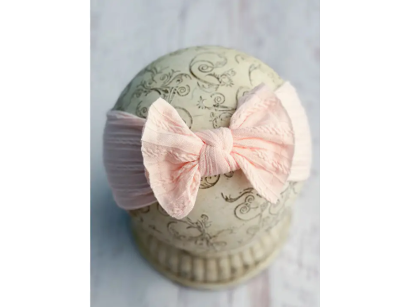 The Hair Bow Company Cable Knit Bow Headband - Light Pink