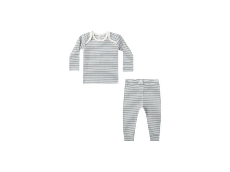 Rylee + Cru Inc. RIBBED TEE + LEGGING SET || STEEL BLUE MICRO STRIPE