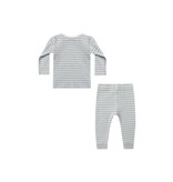 Rylee + Cru Inc. RIBBED TEE + LEGGING SET || STEEL BLUE MICRO STRIPE