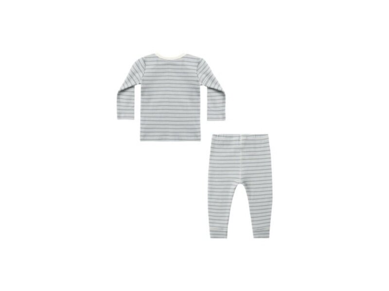 Rylee + Cru Inc. RIBBED TEE + LEGGING SET || STEEL BLUE MICRO STRIPE