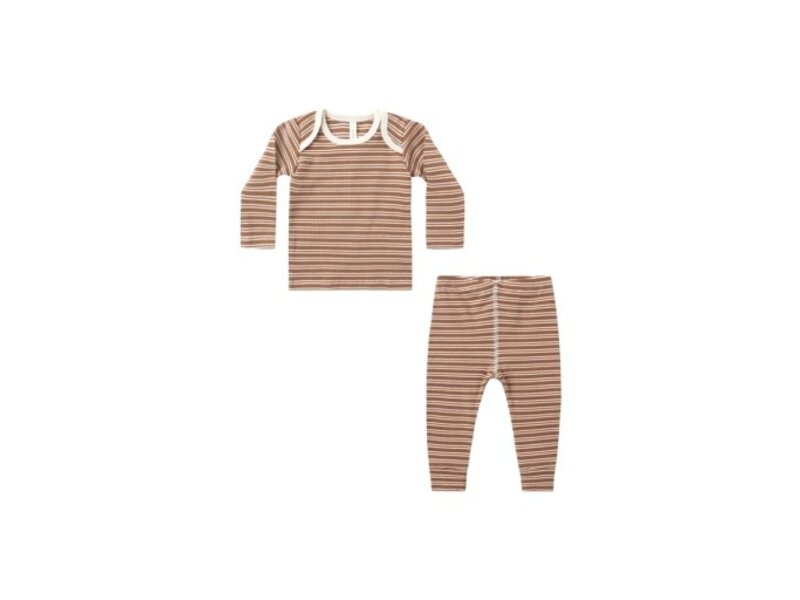 Rylee + Cru Inc. RIBBED TEE + LEGGING SET || CEDAR MICRO STRIPE