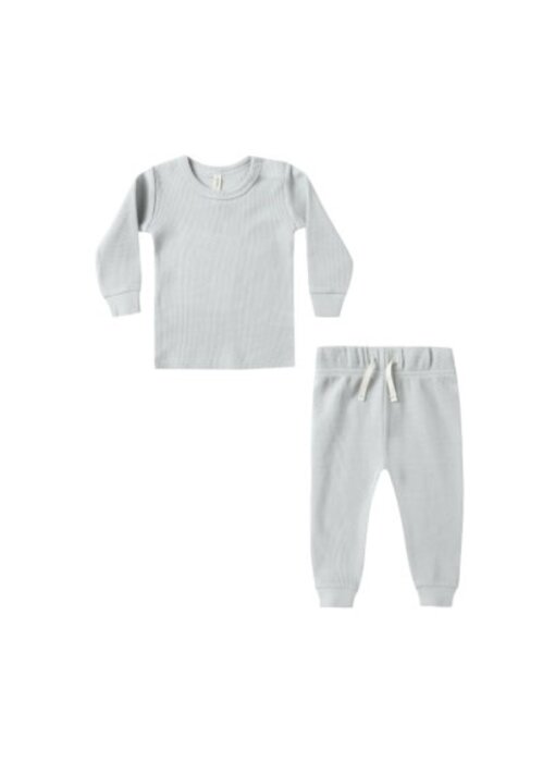 WAFFLE TOP + PANT SET || ICE BLUE