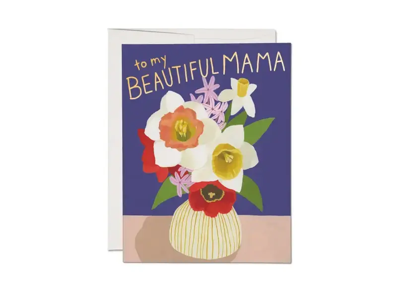 Red Cap Cards Beautiful Mama Vase Greeting Card