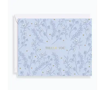 Soft Blue Foliage Thank You Card Set - Set of 10