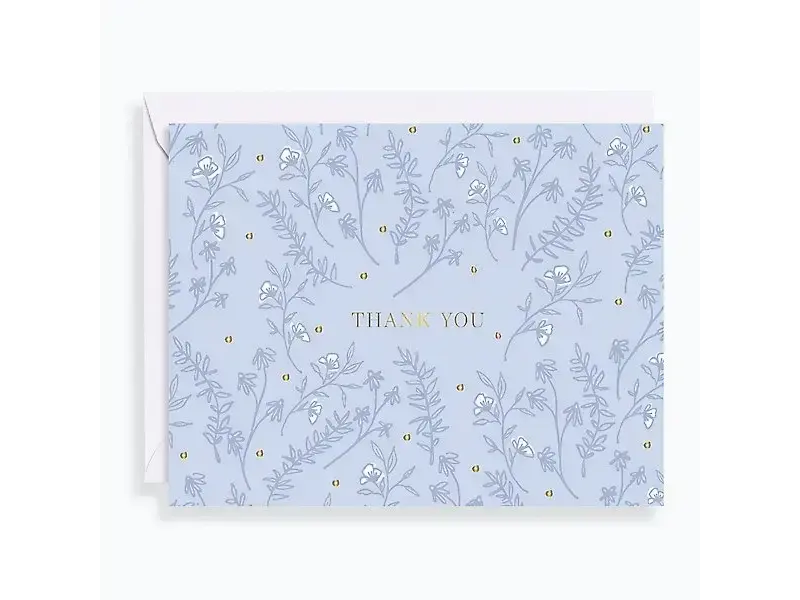 Paper Source Soft Blue Foliage Thank You Card Set - Set of 10