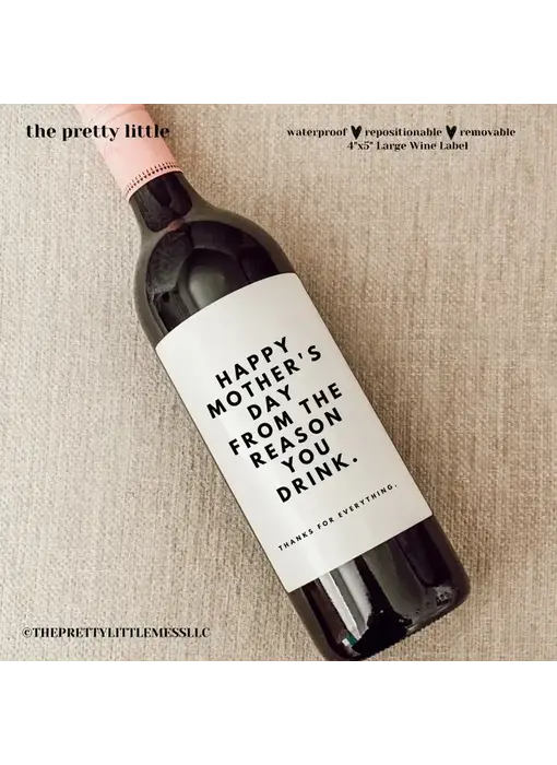 Mother's Day Wine Label 4"x5"