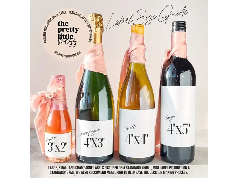 the pretty little mess Pairs Well with Getting Married Wine Label 4"x5"