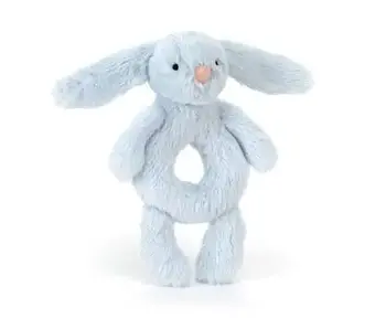 Bashful Bunny Ring Rattle Blue
