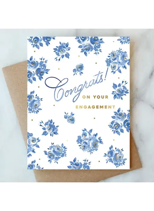 French Blue Engagement Greeting Card
