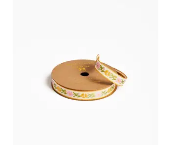 Pink Vine Floral Woven Ribbon