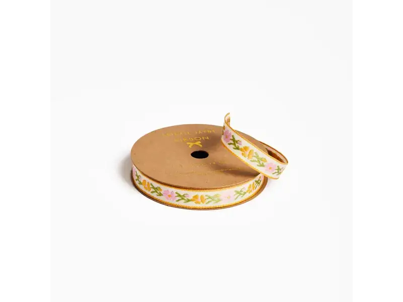 Abigail Jayne Design Pink Vine Floral Woven Ribbon